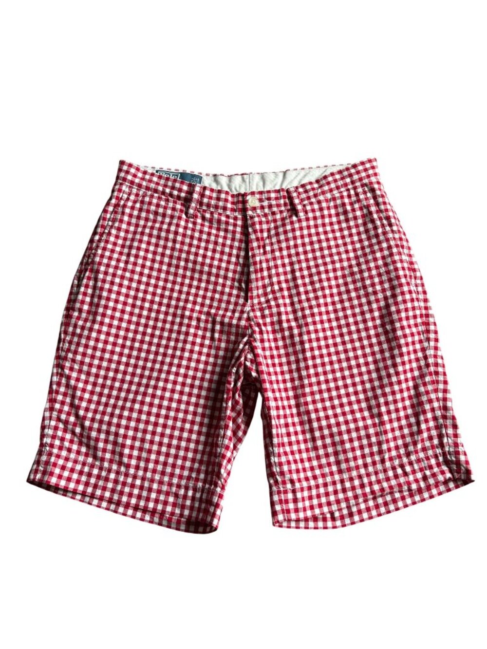 POLO Ralph Lauren SUFFIELD FIT Men Red White CHECKERED Preppy Golf Casual Shorts